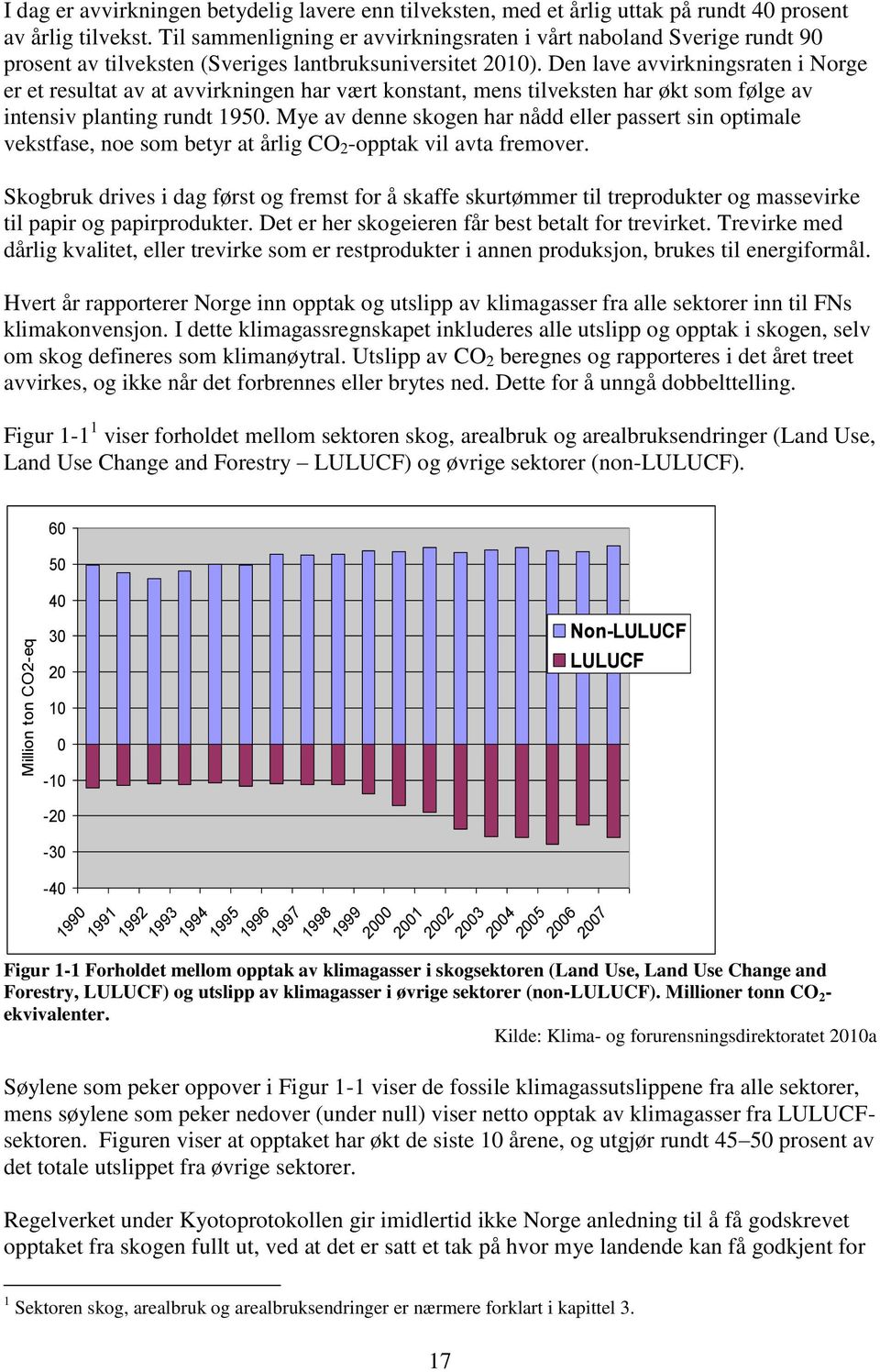 Den lave avvirkningsraten i Norge er et resultat av at avvirkningen har vært konstant, mens tilveksten har økt som følge av intensiv planting rundt 1950.