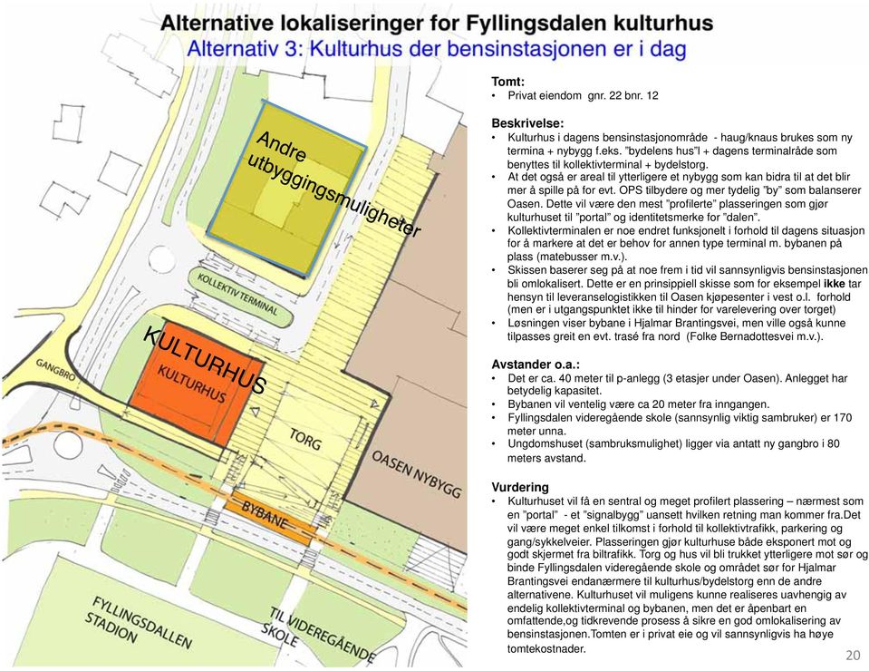 At det også er areal til ytterligere et nybygg som kan bidra til at det blir mer å spille på for evt. OPS tilbydere og mer tydelig by som balanserer Oasen.