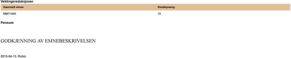 Pensum GODKJENNING AV