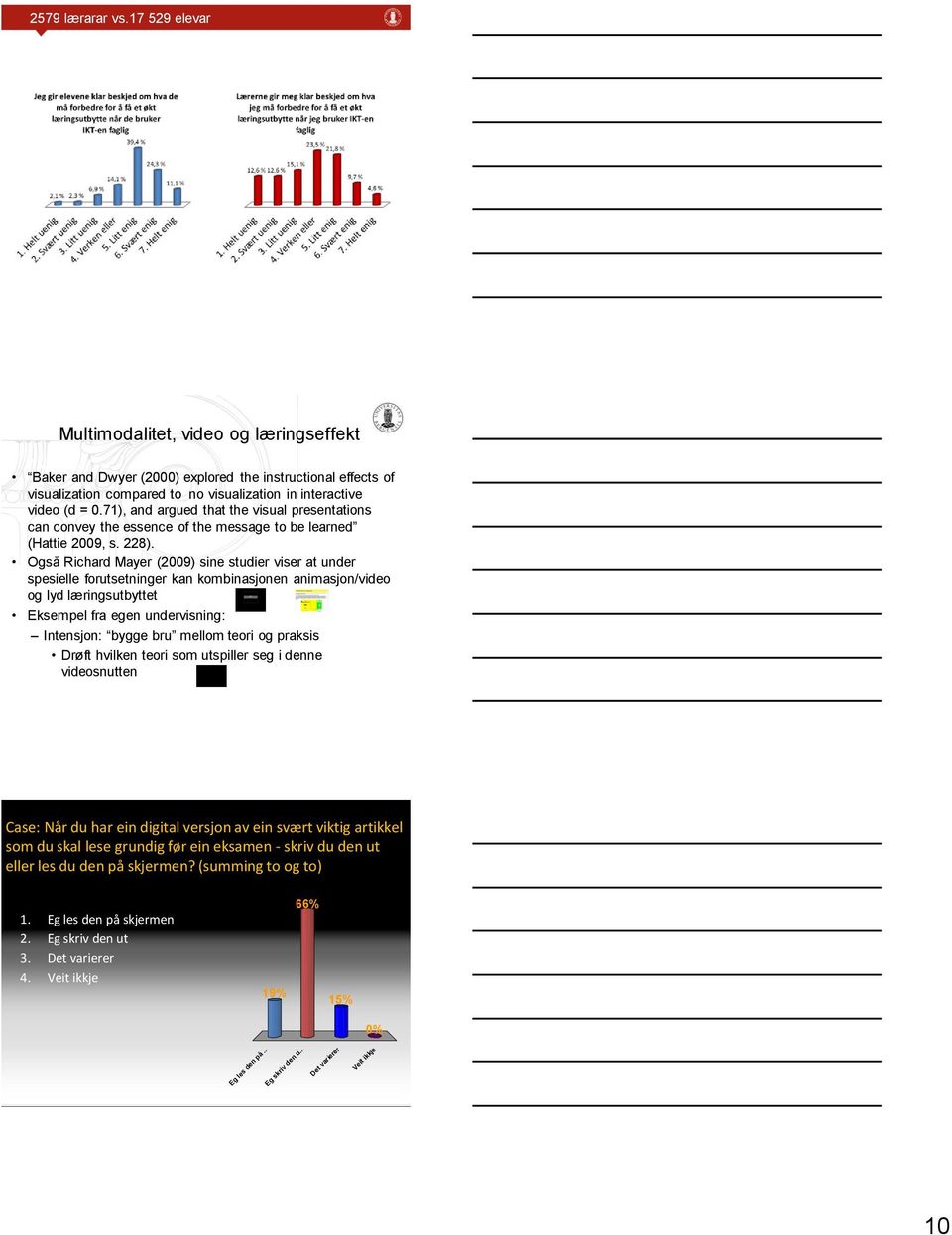 71), and argued that the visual presentations can convey the essence of the message to be learned (Hattie 2009, s. 228).