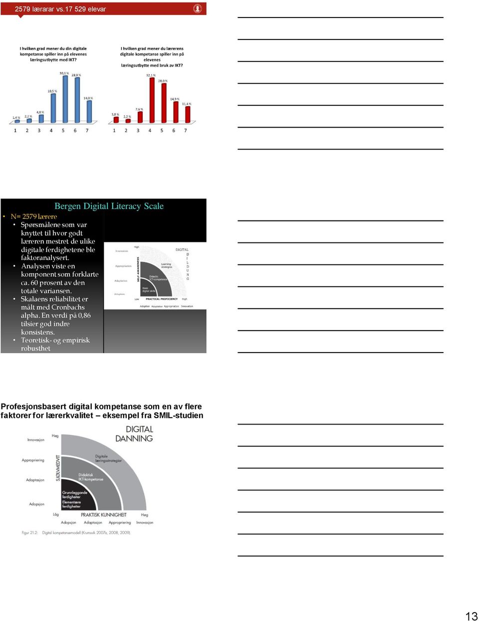 digitale ferdighetene ble faktoranalysert. Analysen viste en komponent som forklarte ca. 60 prosent av den totale variansen.