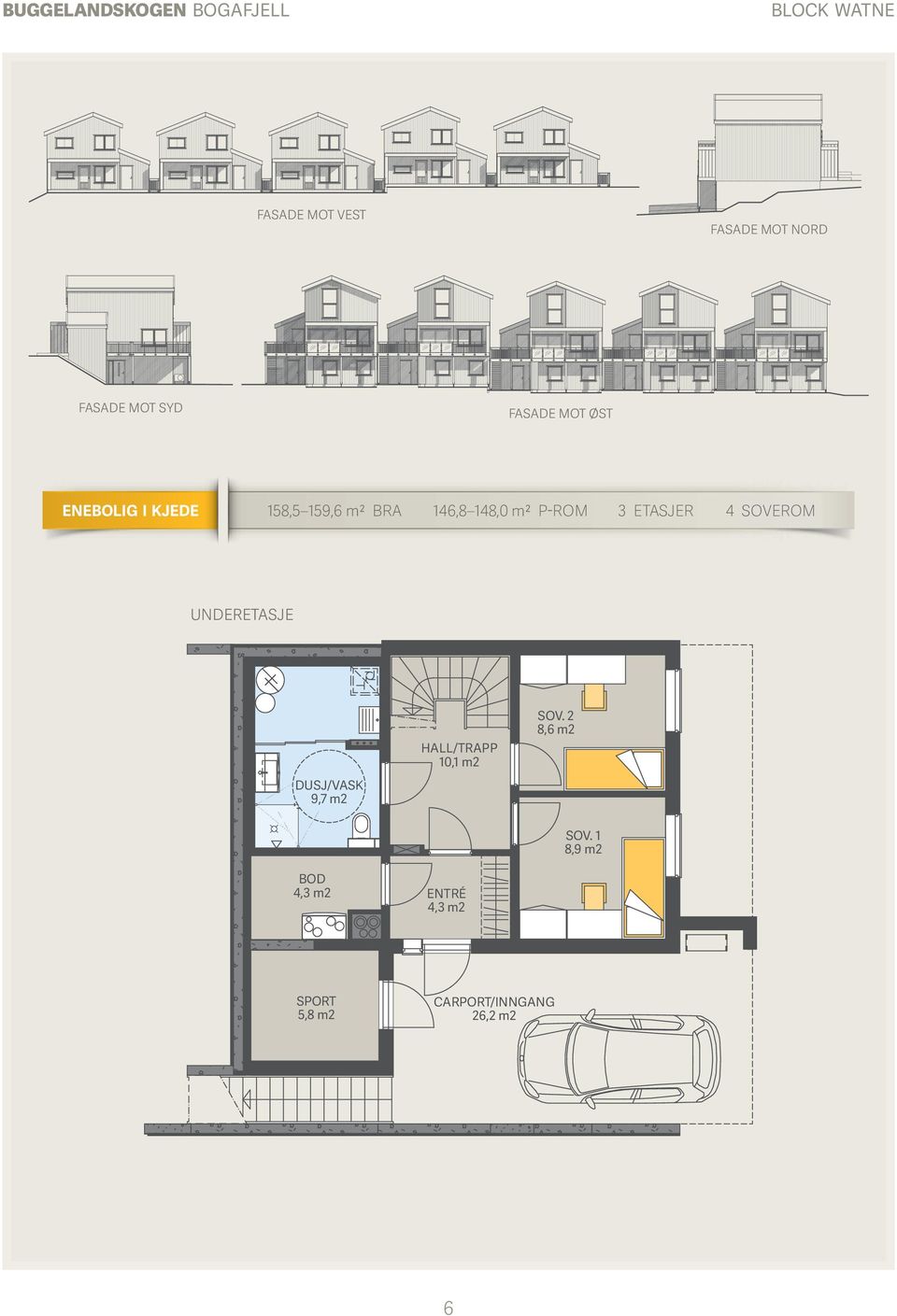 P-ROM 3 ETASJER 4 SOVEROM UNDERETASJE DUSJ/VASK 9,7 m2 HALL/TRAPP 10,1 m2 SOV.