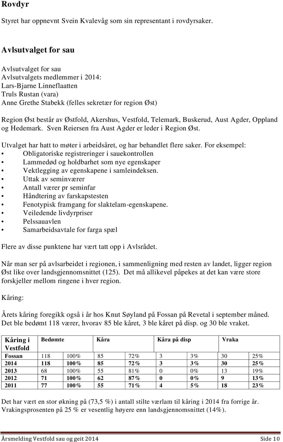 Østfold, Akershus, Vestfold, Telemark, Buskerud, Aust Agder, Oppland og Hedemark. Sven Reiersen fra Aust Agder er leder i Region Øst.