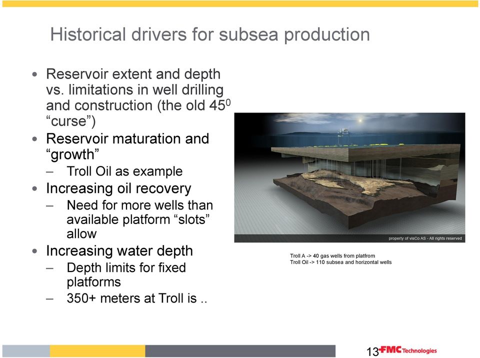 Oil as example Increasing oil recovery Need for more wells than available platform slots allow Increasing