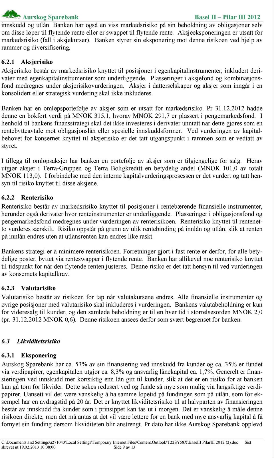 1 Aksjerisiko Aksjerisiko består av markedsrisiko knyttet til posisjoner i egenkapitalinstrumenter, inkludert derivater med egenkapitalinstrumenter som underliggende.