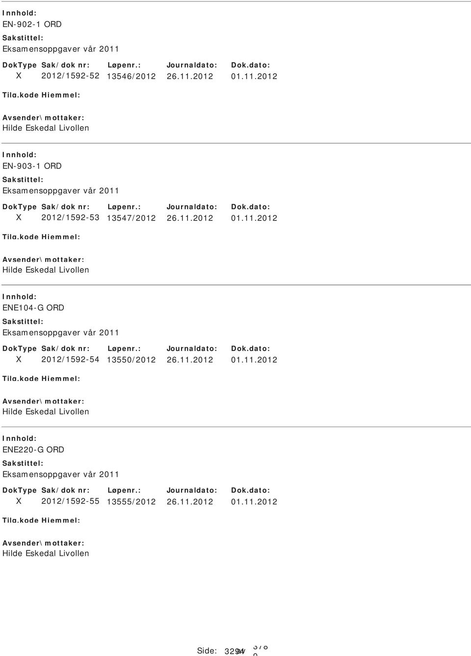 2012 Hilde Eskedal Livollen ENE104-G ORD 2012/152-54 13550/2012 01.11.