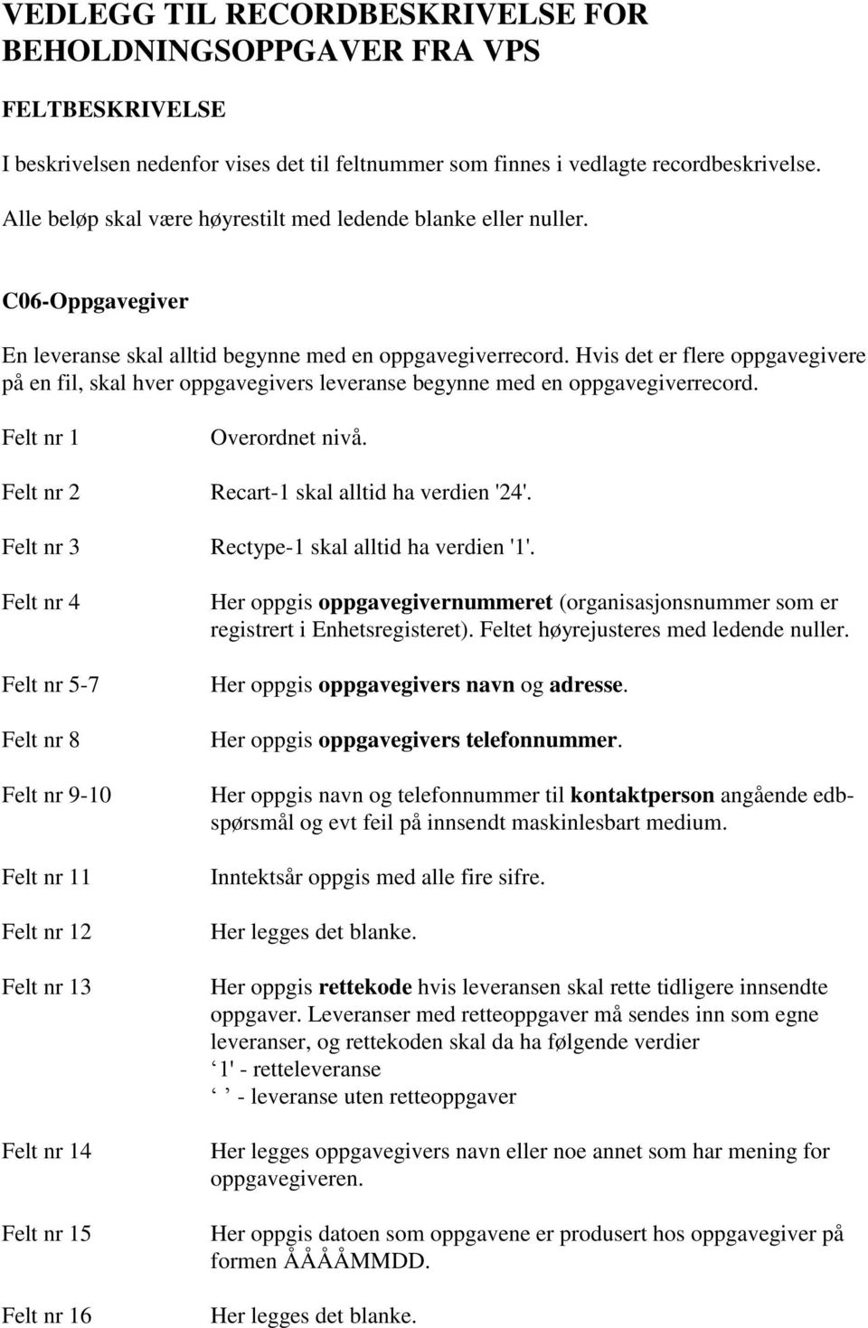 Hvis det er flere oppgavegivere på en fil, skal hver oppgavegivers leveranse begynne med en oppgavegiverrecord.