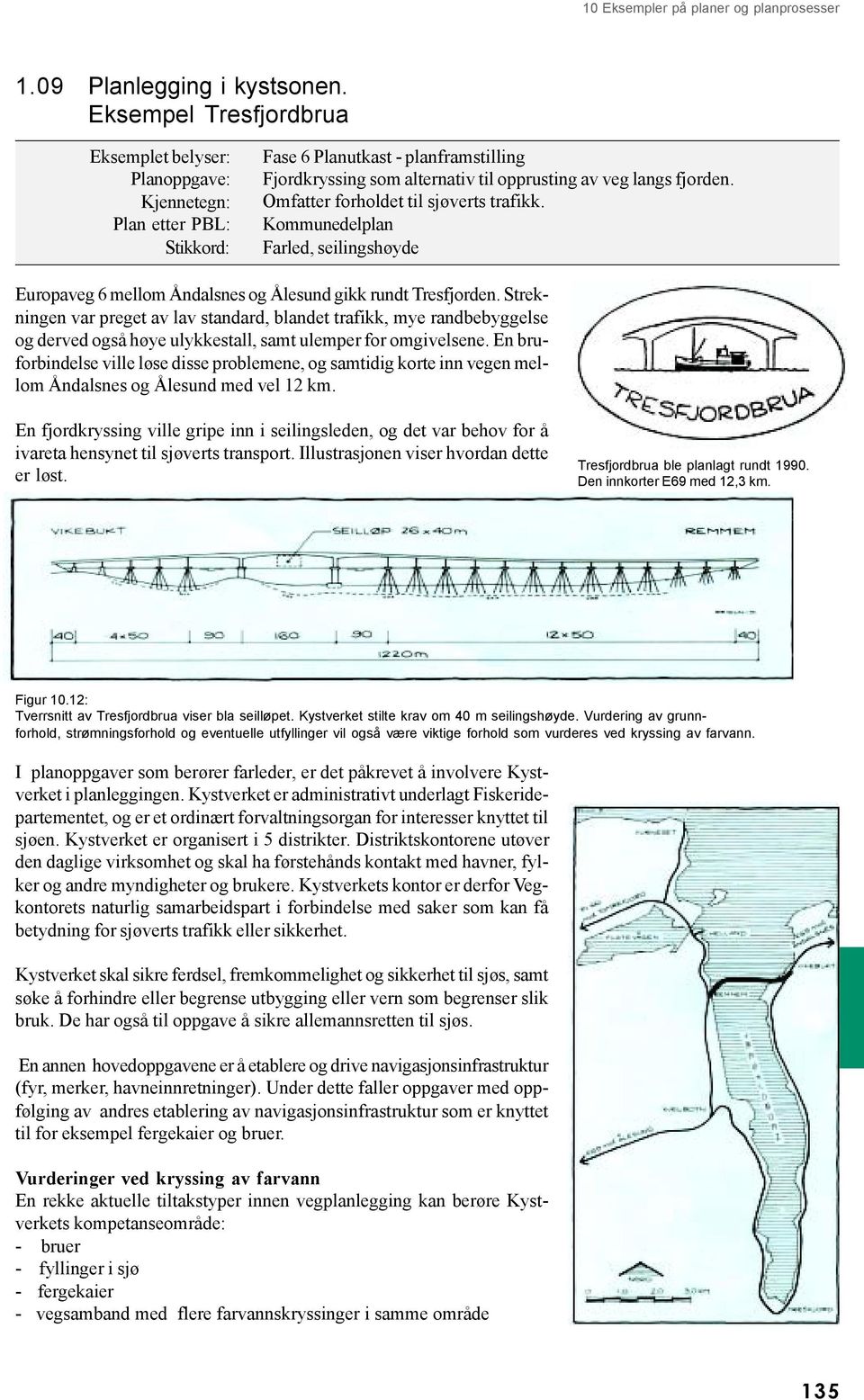 Omfatter forholdet til sjøverts trafikk. Kommunedelplan Farled, seilingshøyde Europaveg 6 mellom Åndalsnes og Ålesund gikk rundt Tresfjorden.