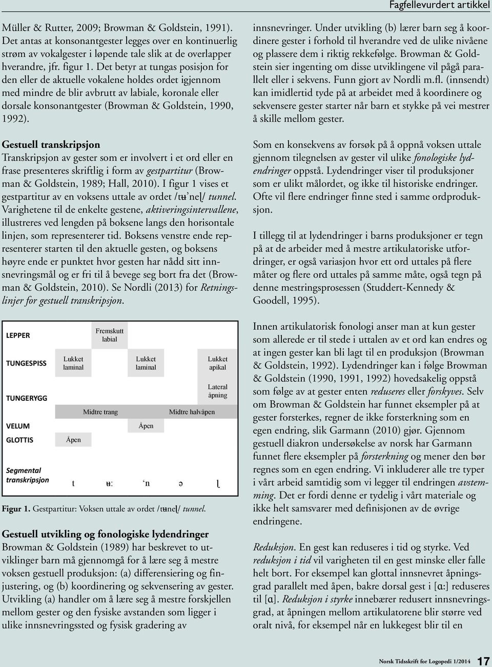 Det betyr at tungas posisjon for den eller de aktuelle vokalene holdes ordet igjennom med mindre de blir avbrutt av labiale, koronale eller dorsale konsonantgester (Browman & Goldstein, 1990, 1992).