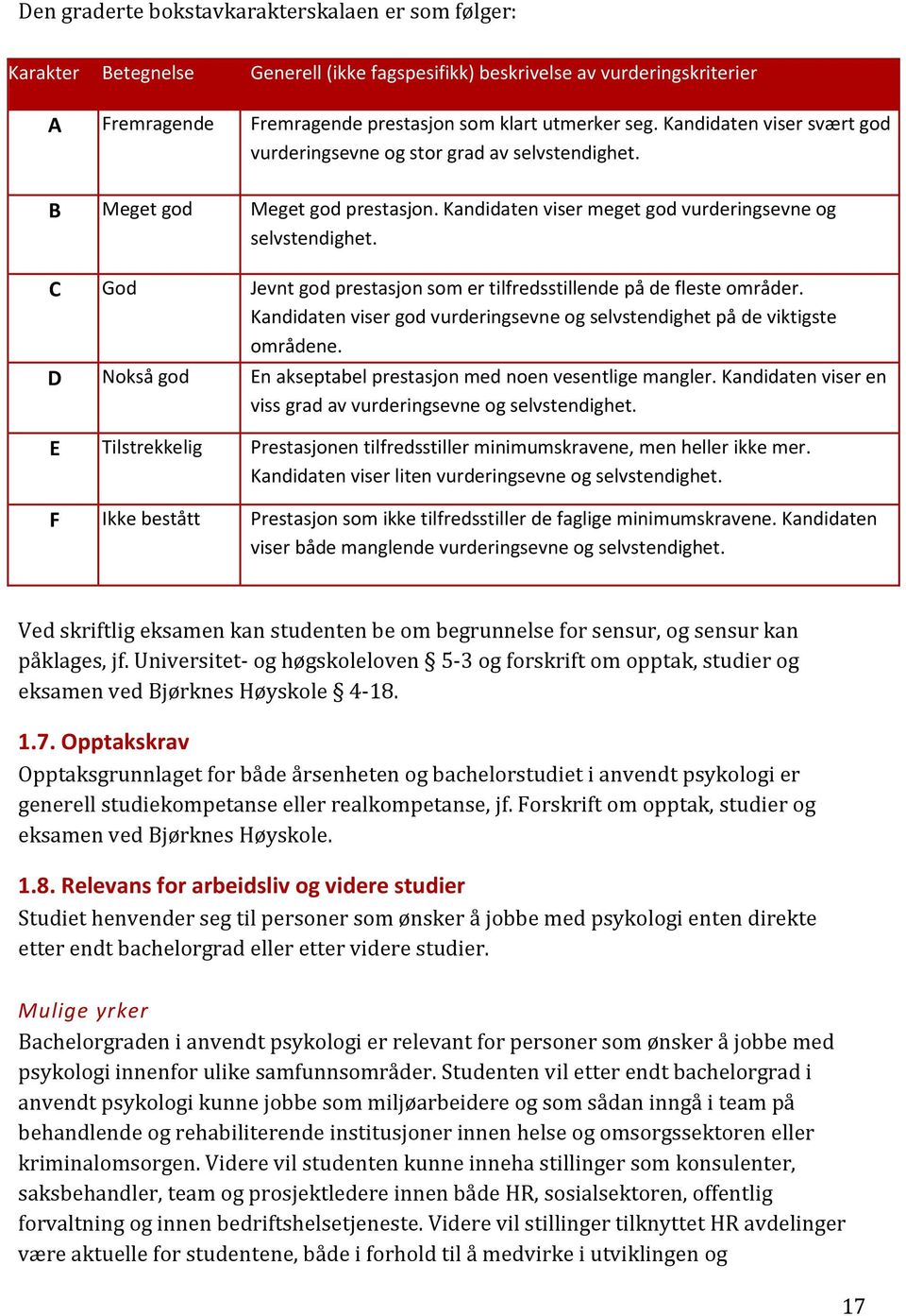 C God Jevnt god prestasjon som er tilfredsstillende på de fleste områder. Kandidaten viser god vurderingsevne og selvstendighet på de viktigste områdene.