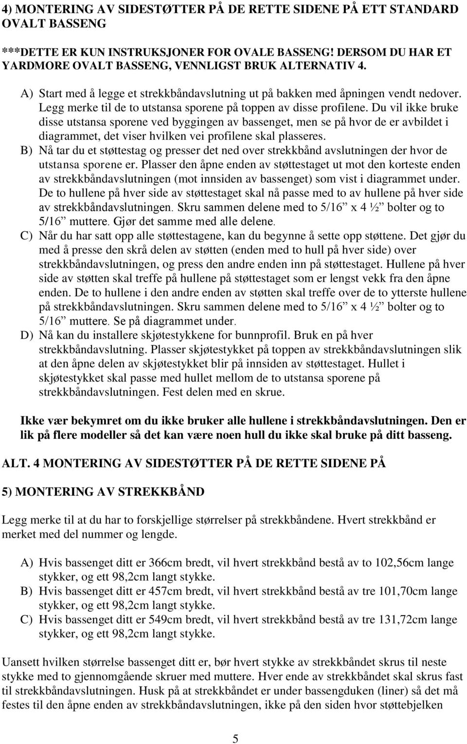 Du vil ikke bruke disse utstansa sporene ved byggingen av bassenget, men se på hvor de er avbildet i diagrammet, det viser hvilken vei profilene skal plasseres.