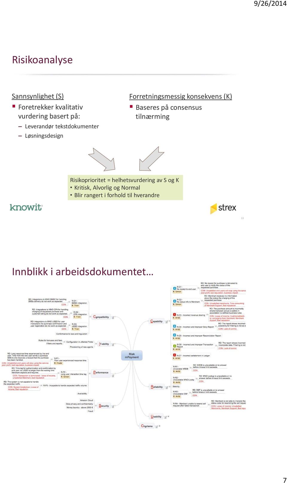 på consensus tilnærming Risikoprioritet = helhetsvurdering av S og K Kritisk,