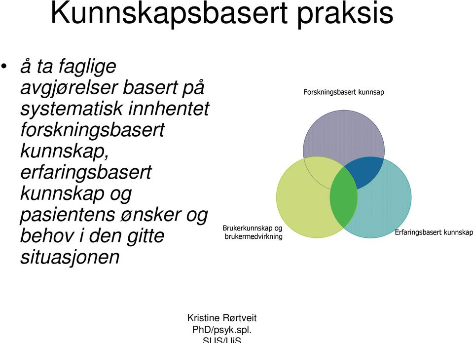 kunnskap og pasientens ønsker og behov i den gitte situasjonen