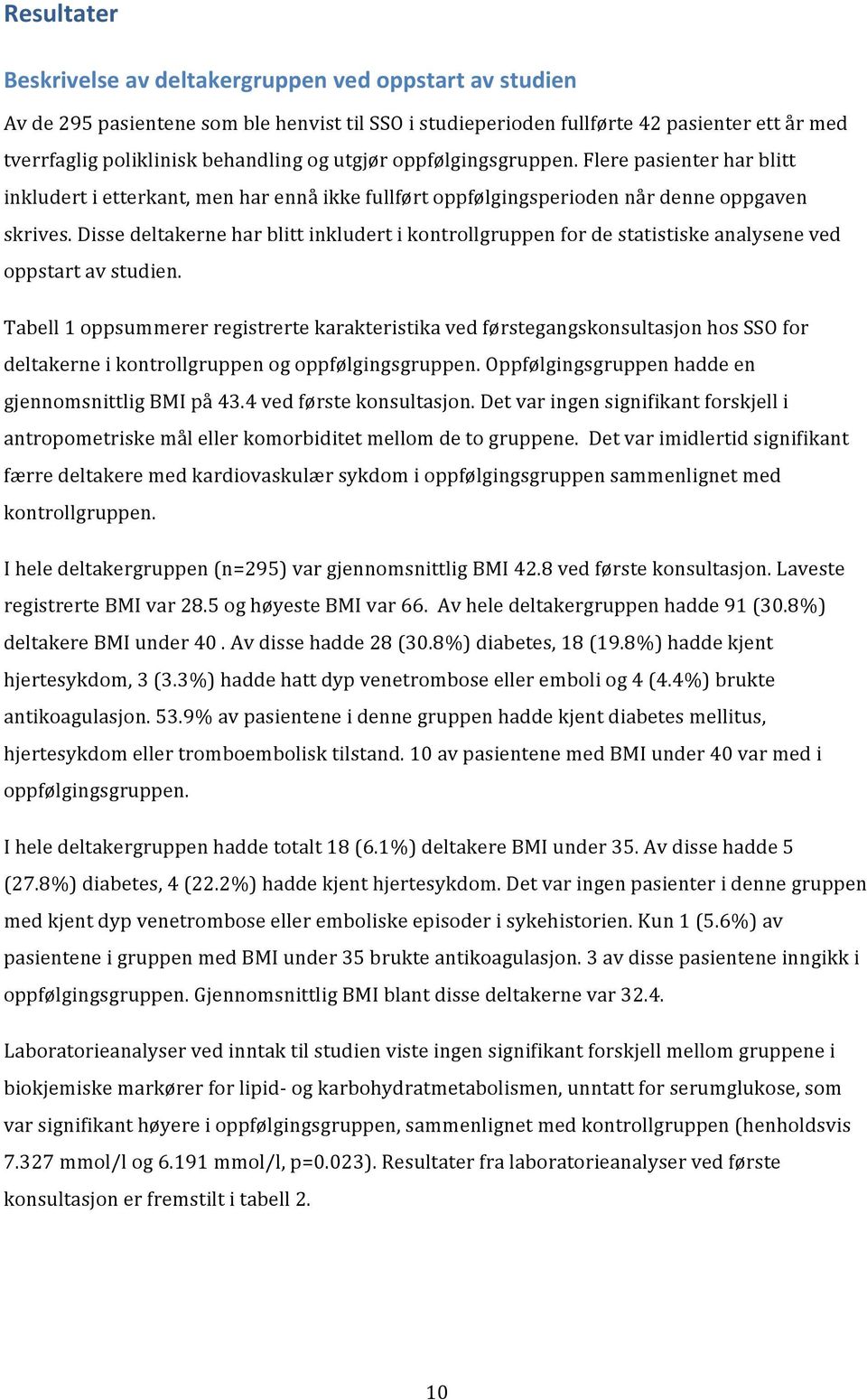 Disse deltakerne har blitt inkludert i kontrollgruppen for de statistiske analysene ved oppstart av studien.