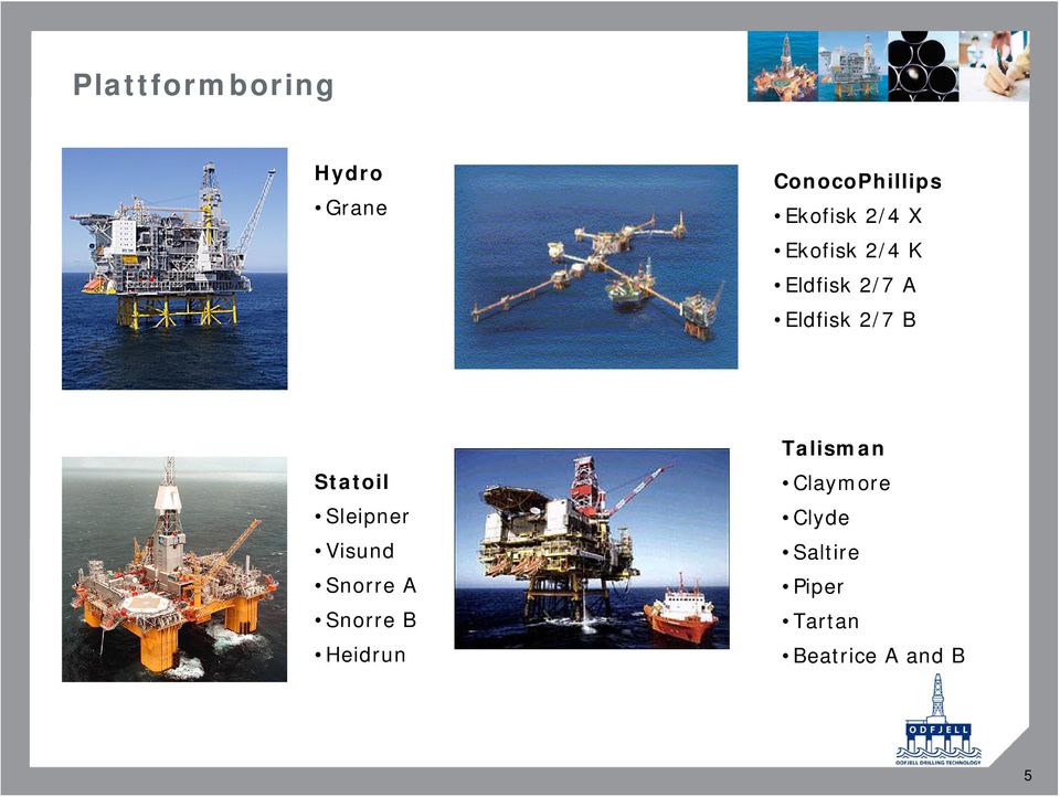 Statoil Sleipner Visund Snorre A Snorre B Heidrun