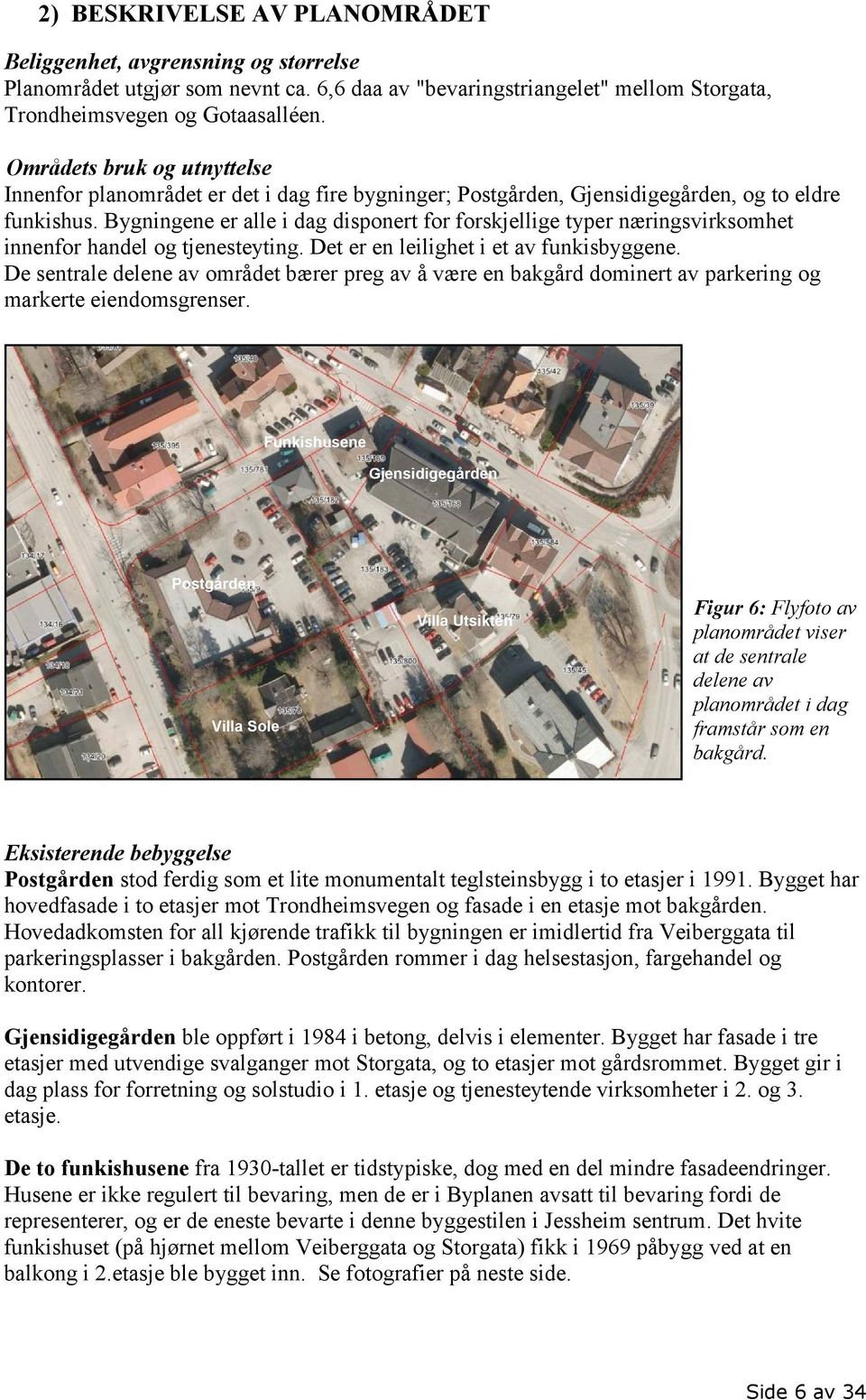 Bygningene er alle i dag disponert for forskjellige typer næringsvirksomhet innenfor handel og tjenesteyting. Det er en leilighet i et av funkisbyggene.