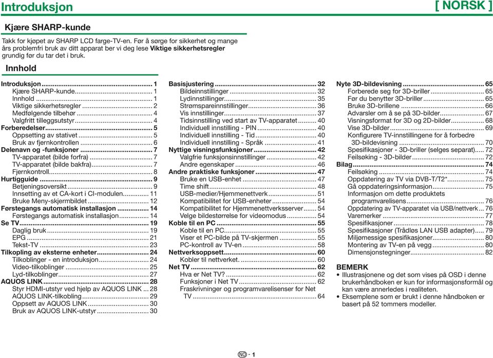 .. 1 Viktige sikkerhetsregler... 2 Medfølgende tilbehør... 4 Valgfritt tilleggsutstyr... 4 Forberedelser... 5 Oppsetting av stativet... 5 Bruk av fjernkontrollen... 6 Delenavn og -funksjoner.