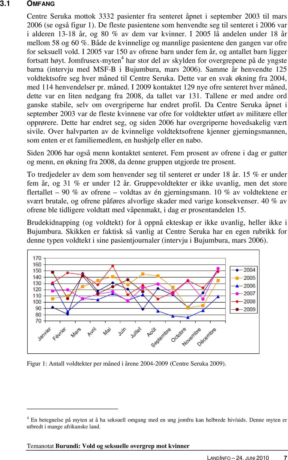 Både de kvinnelige og mannlige pasientene den gangen var ofre for seksuell vold. I 2005 var 150 av ofrene barn under fem år, og antallet barn ligger fortsatt høyt.