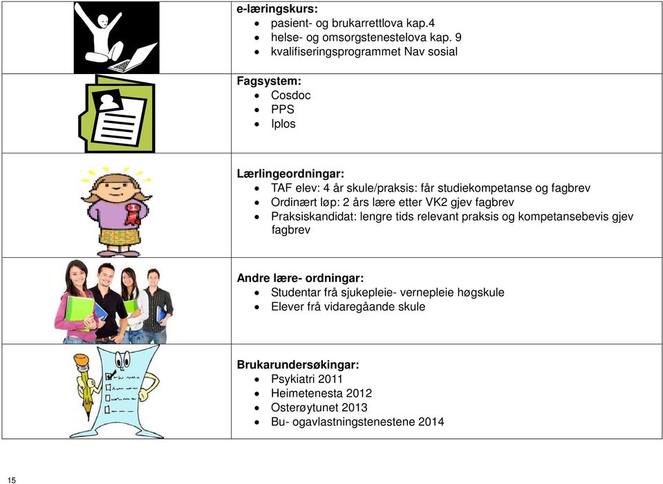 fagbrev Ordinært løp: 2 års lære etter VK2 gjev fagbrev Praksiskandidat: lengre tids relevant praksis og kompetansebevis gjev fagbrev