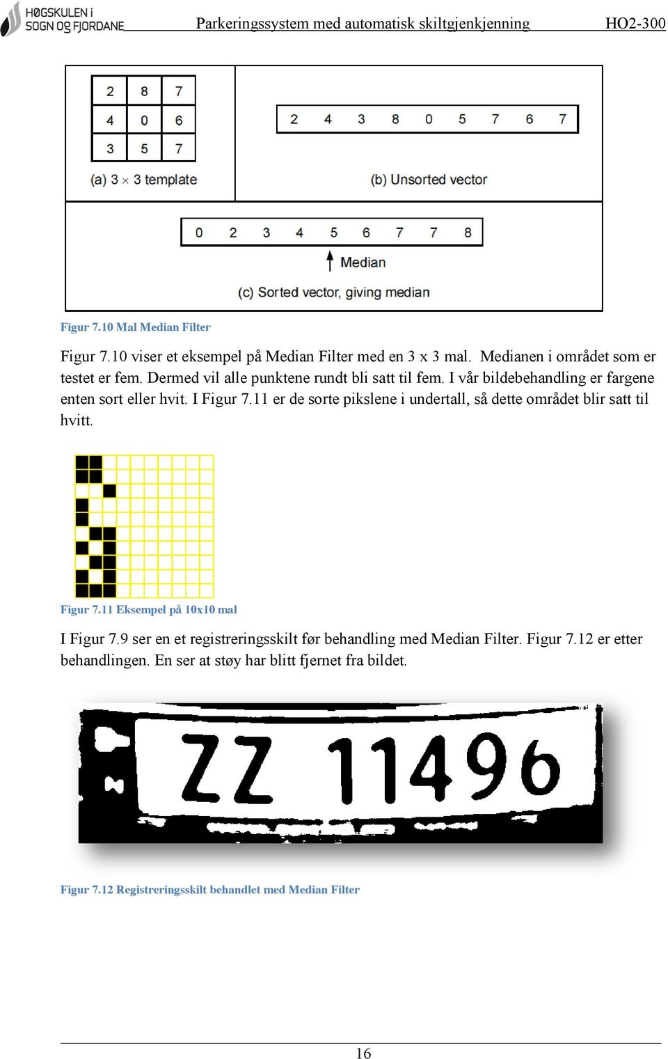 11 er de sorte pikslene i undertall, så dette området blir satt til hvitt. Figur 7.11 Eksempel på 10x10 mal I Figur 7.