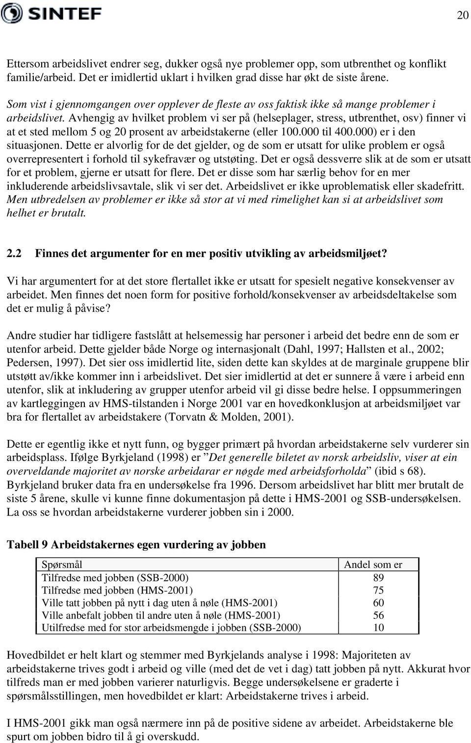 Avhengig av hvilket problem vi ser på (helseplager, stress, utbrenthet, osv) finner vi at et sted mellom 5 og 20 prosent av arbeidstakerne (eller 100.000 til 400.000) er i den situasjonen.