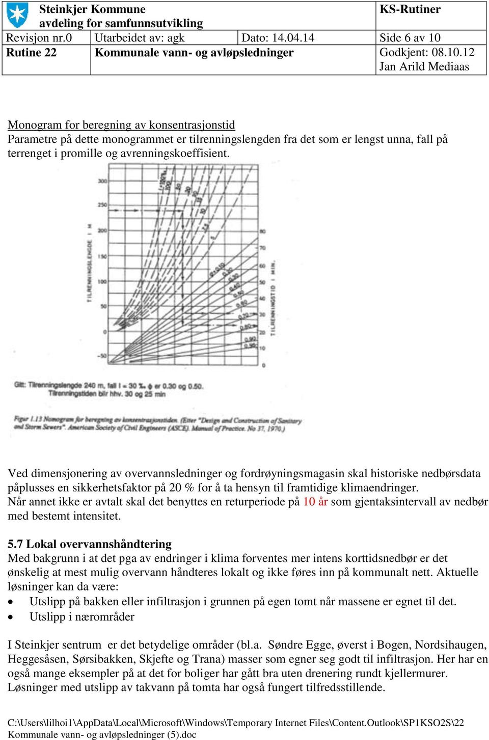 Ved dimensjonering av overvannsledninger og fordrøyningsmagasin skal historiske nedbørsdata påplusses en sikkerhetsfaktor på 2 % for å ta hensyn til framtidige klimaendringer.