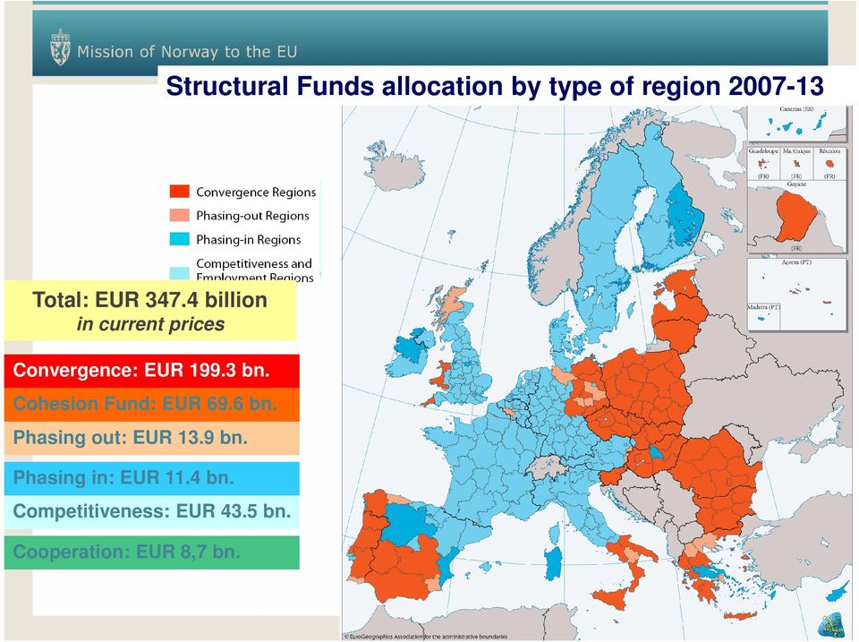 Cohesion Fund: EUR 69.6 bn. Phasing out: EUR 13.9 bn.