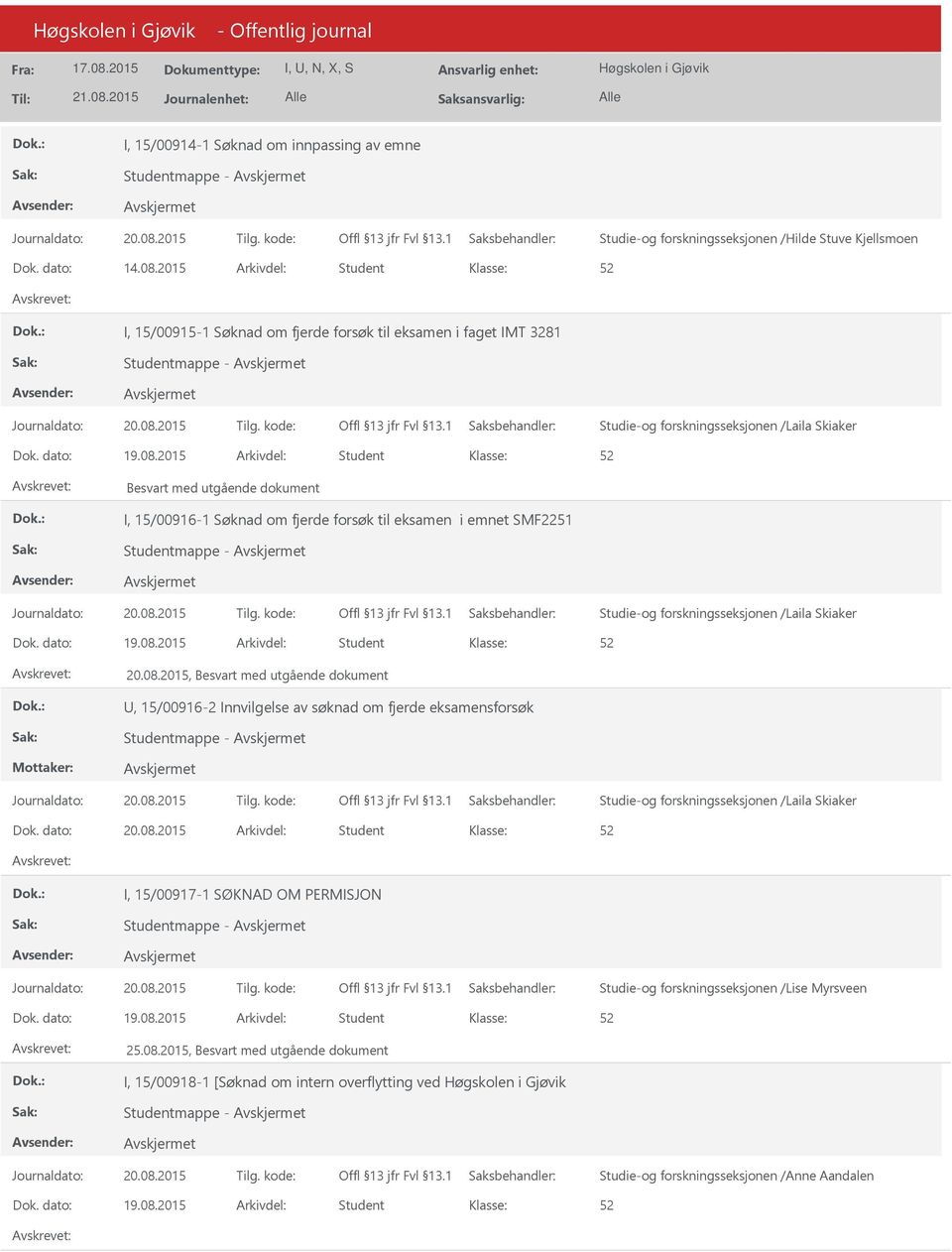 forsøk til eksamen i emnet SMF2251 Studentmappe - 20.08.