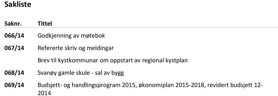 meldingar Brev til kystkommunar om oppstart av regional kystplan