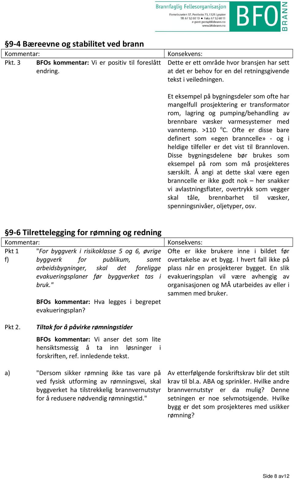 Et eksempel på bygningsdeler som ofte har mangelfull prosjektering er transformator rom, lagring og pumping/behandling av brennbare væsker varmesystemer med vanntemp. >110 o C.