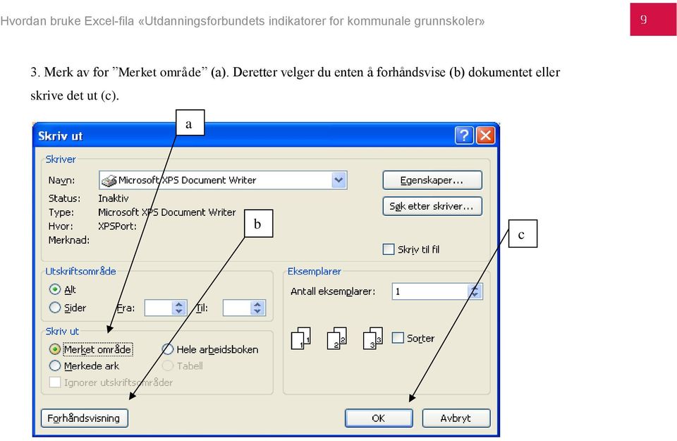 å forhåndsvise (b) dokumentet