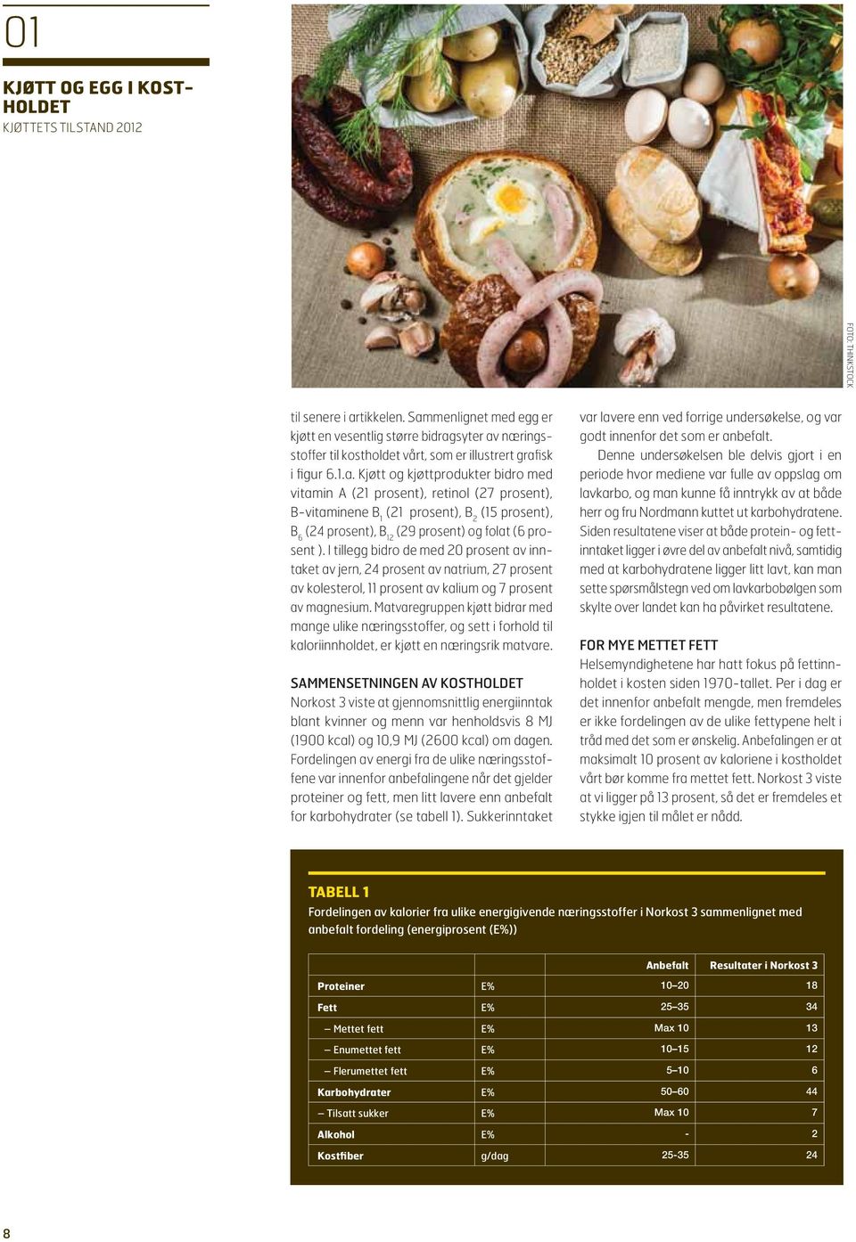 I tillegg bidro de med 20 prosent av inntaket av jern, 24 prosent av natrium, 27 prosent av kolesterol, 11 prosent av kalium og 7 prosent av magnesium.