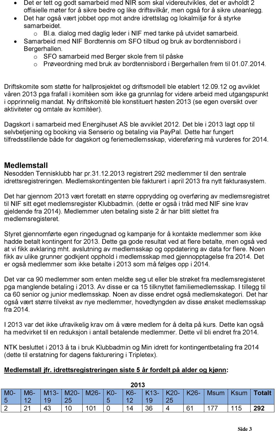 Samarbeid med NIF Bordtennis om SFO tilbud og bruk av bordtennisbord i Bergerhallen.