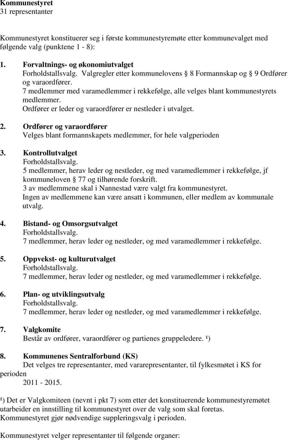 Ordfører er leder og varaordfører er nestleder i utvalget. 2. Ordfører og varaordfører Velges blant formannskapets medlemmer, for hele valgperioden 3.