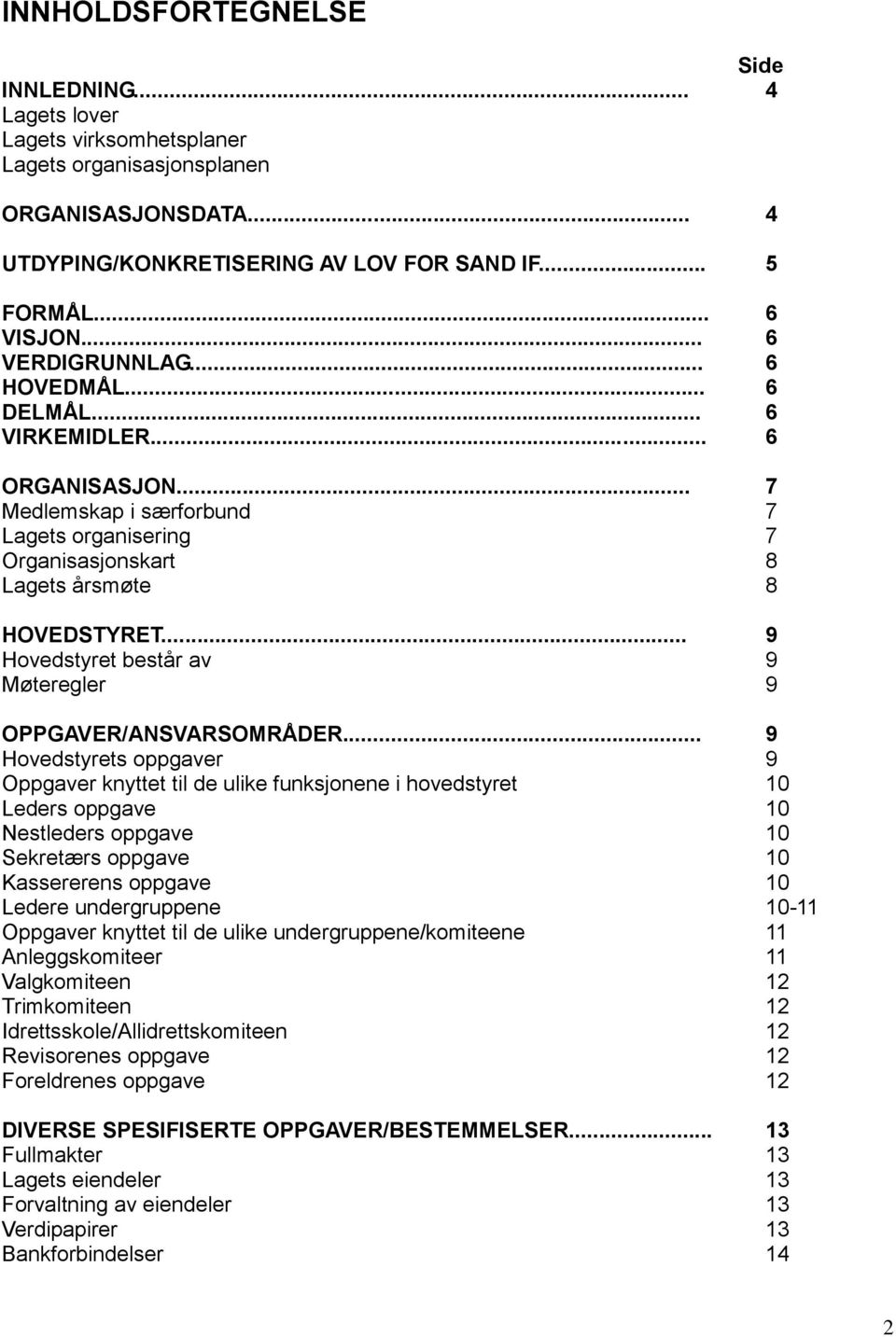 .. 9 Hovedstyret består av 9 Møteregler 9 OPPGAVER/ANSVARSOMRÅDER.