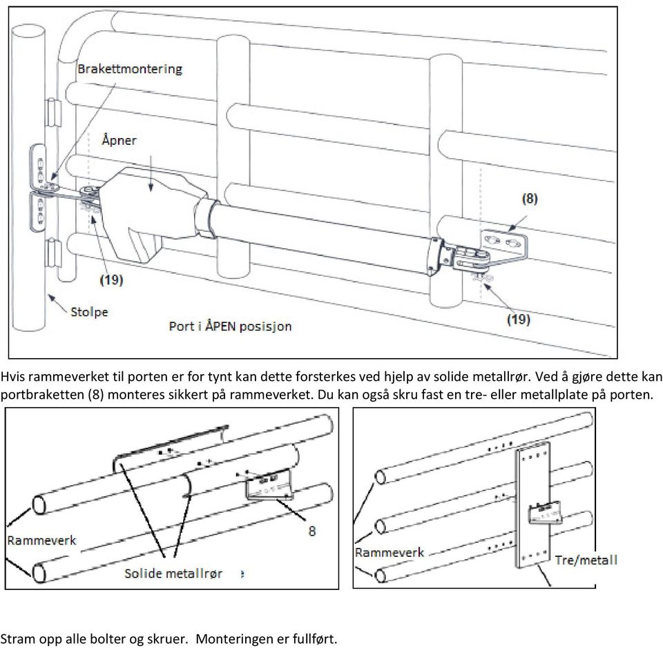 Ved å gjøre dette kan portbraketten (8) monteres sikkert på