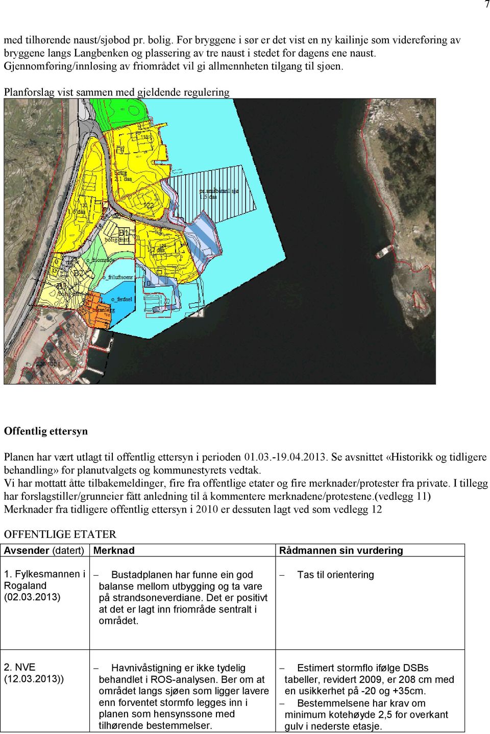 Planforslag vist sammen med gjeldende regulering Offentlig ettersyn Planen har vært utlagt til offentlig ettersyn i perioden 01.03.-19.04.2013.