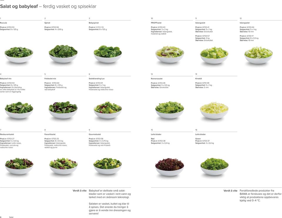 nr: 70-0 Størrelse: 0 mm Prod.nr: 70-7 Salgsenhet: 8 x 0, kg Størrelse: 0 mm Babyleaf mix Feldsalat mix Salatblanding Lux Romanosalat Kinakål Prod.