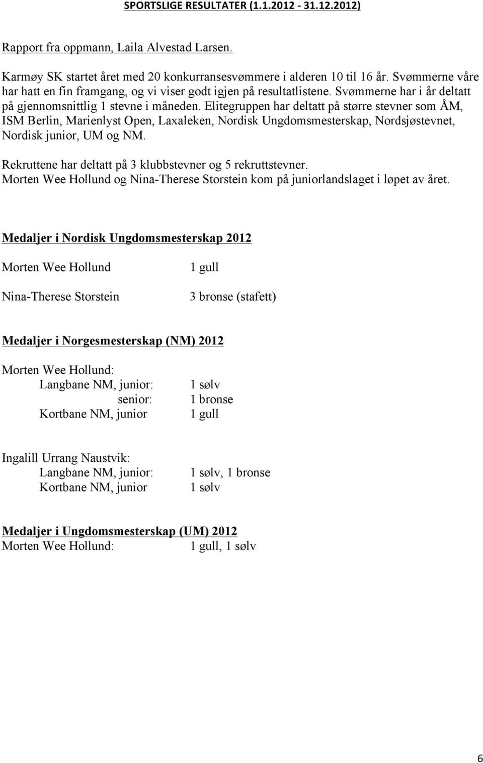 Elitegruppen har deltatt på større stevner som ÅM, ISM Berlin, Marienlyst Open, Laxaleken, Nordisk Ungdomsmesterskap, Nordsjøstevnet, Nordisk junior, UM og NM.