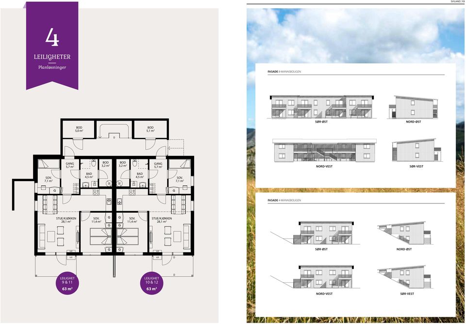 2 BAD 4,5 m 2 BAD 4,5 m 2 7,1 m 2 FASADE 4-MANNSBOLIGEN 28,1 m 2 11,4 m 2