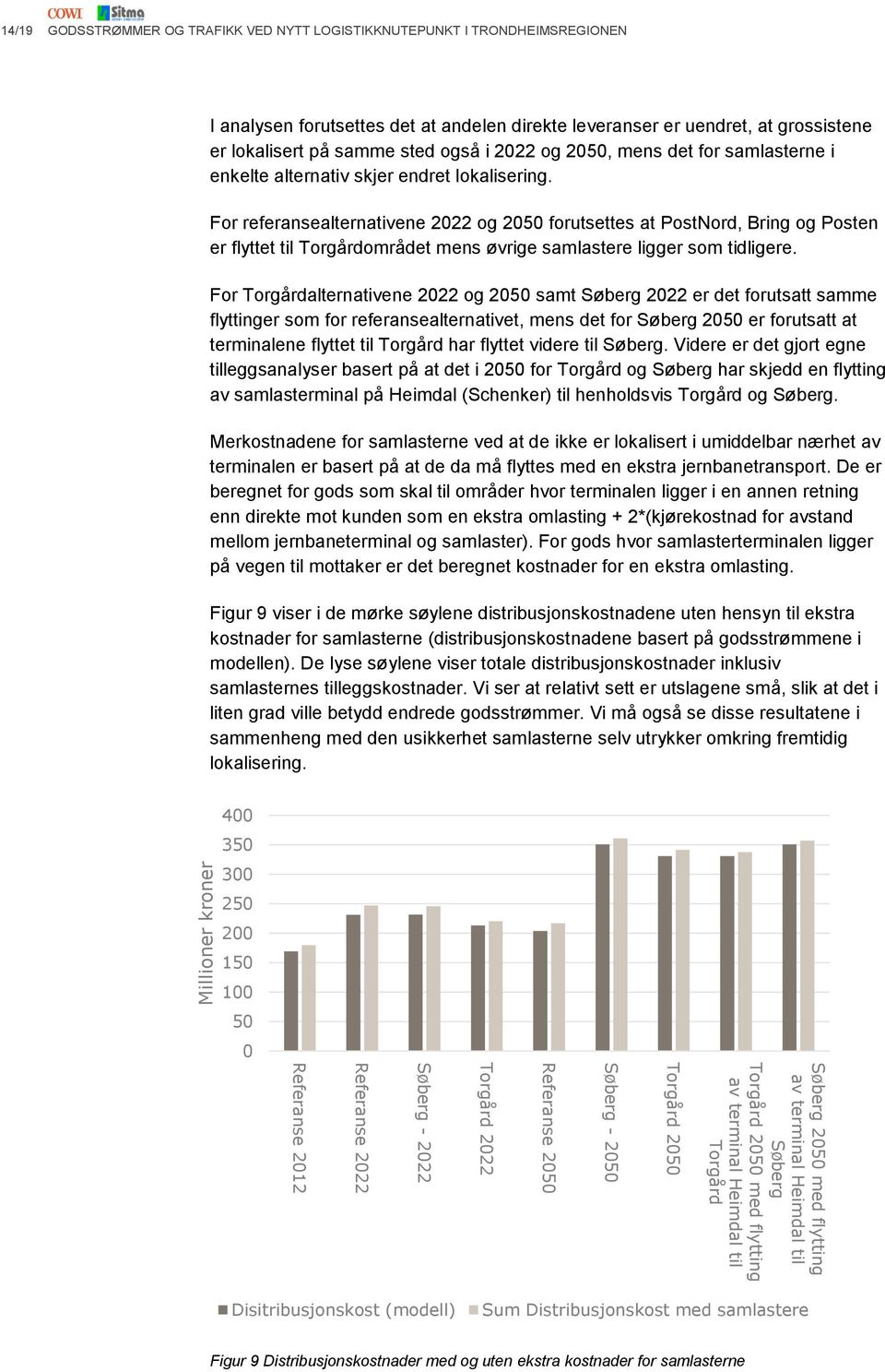 For referansealternativene 2022 og 2050 forutsettes at PostNord, Bring og Posten er flyttet til Torgårdområdet mens øvrige samlastere ligger som tidligere.