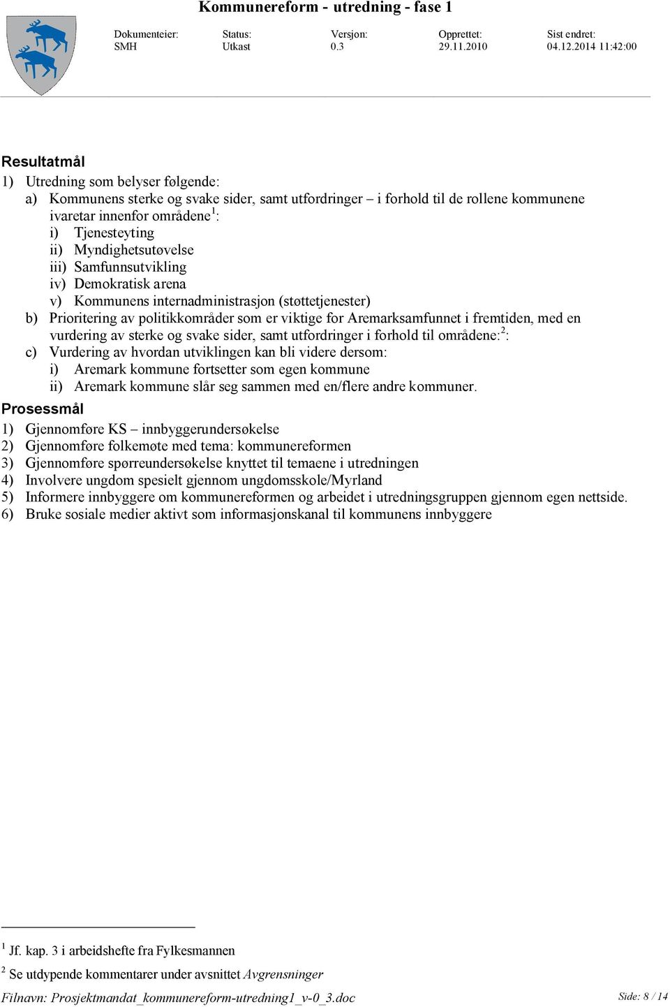 ii) Myndighetsutøvelse iii) Samfunnsutvikling iv) Demokratisk arena v) Kommunens internadministrasjon (støttetjenester) b) Prioritering av politikkområder som er viktige for Aremarksamfunnet i