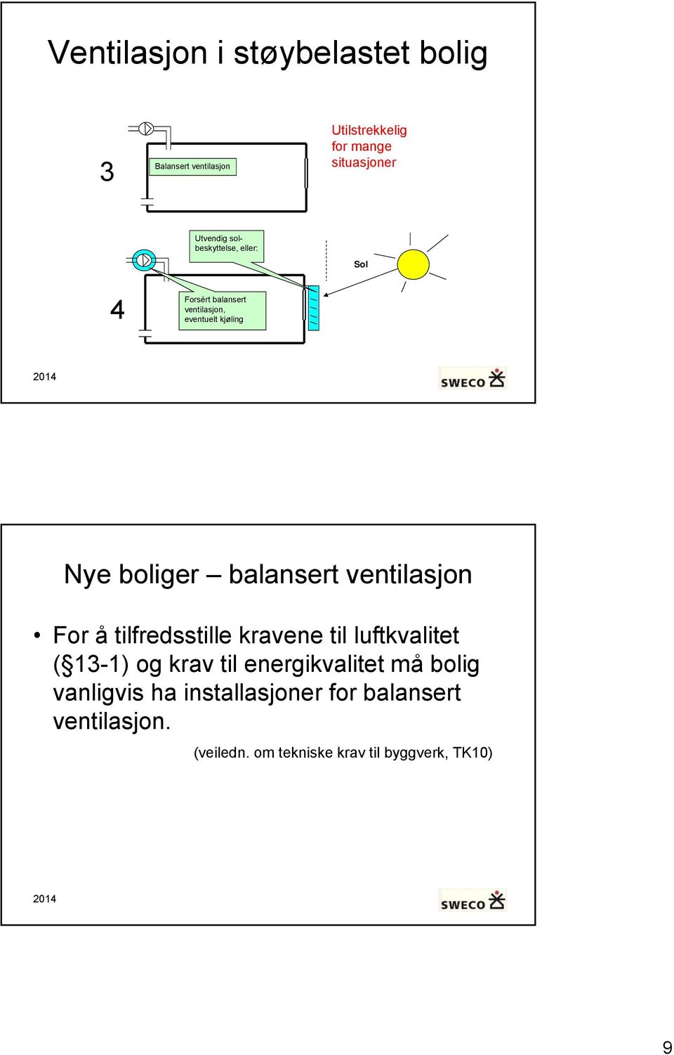 balansert ventilasjon For å tilfredsstille kravene til luftkvalitet ( 13-1) og krav til