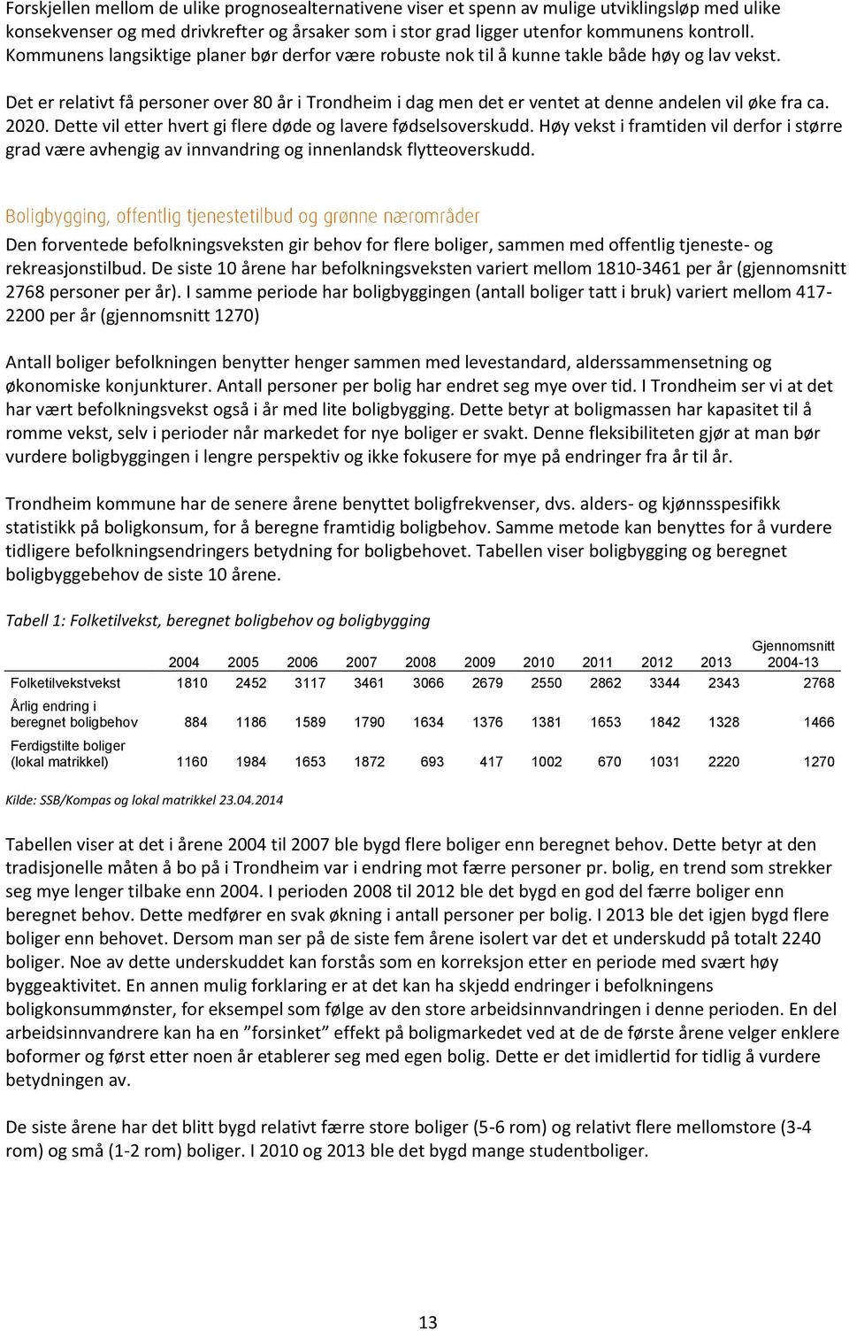 Det er relativt få personer over 80 år i Trondheim i dag men det er ventet at denne andelen vil øke fra ca. 2020. Dette vil etter hvert gi flere døde og lavere fødselsoverskudd.