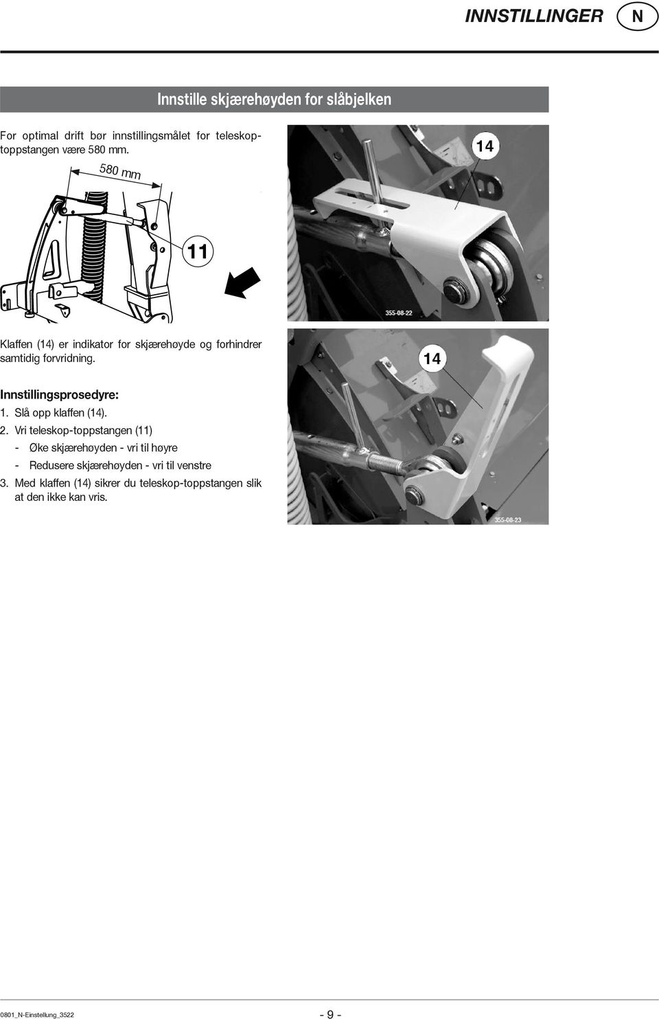 Slå opp klaffen (14). 355-08-08 2.
