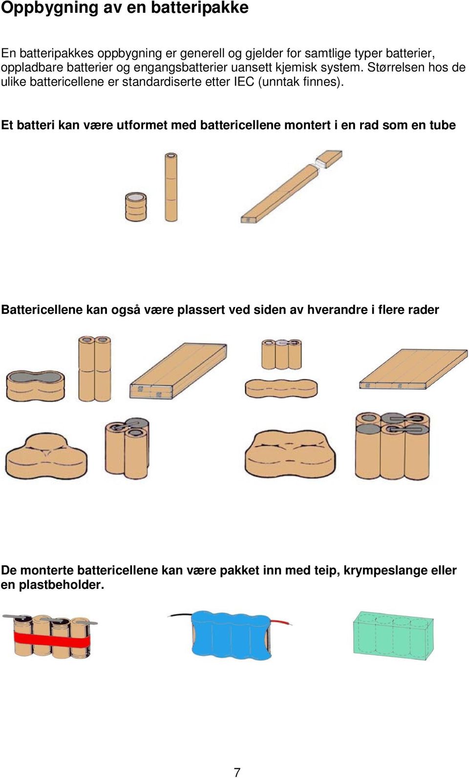 Størrelsen hos de ulike battericellene er standardiserte etter IEC (unntak finnes).