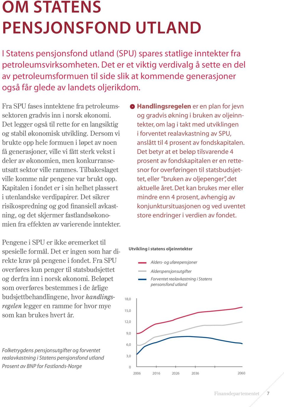 Fra SPU fases inntektene fra petroleumssektoren gradvis inn i norsk økonomi. Det legger også til rette for en langsiktig og stabil økonomisk utvikling.