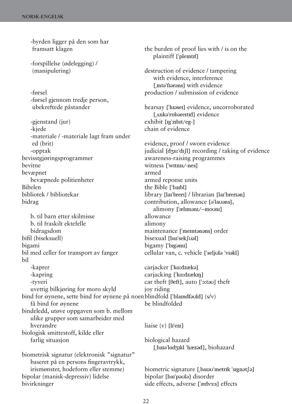 [ˌʌnkəˈrɒbəreɪtɪd] evidence exhibit [ɪgˈzɪbɪt/eg-] chain of evidence -gjenstand (jur) -kjede -materiale / -materiale lagt fram under ed (brit) -opptak bevisstgjøringsprogrammer bevitne bevæpnet