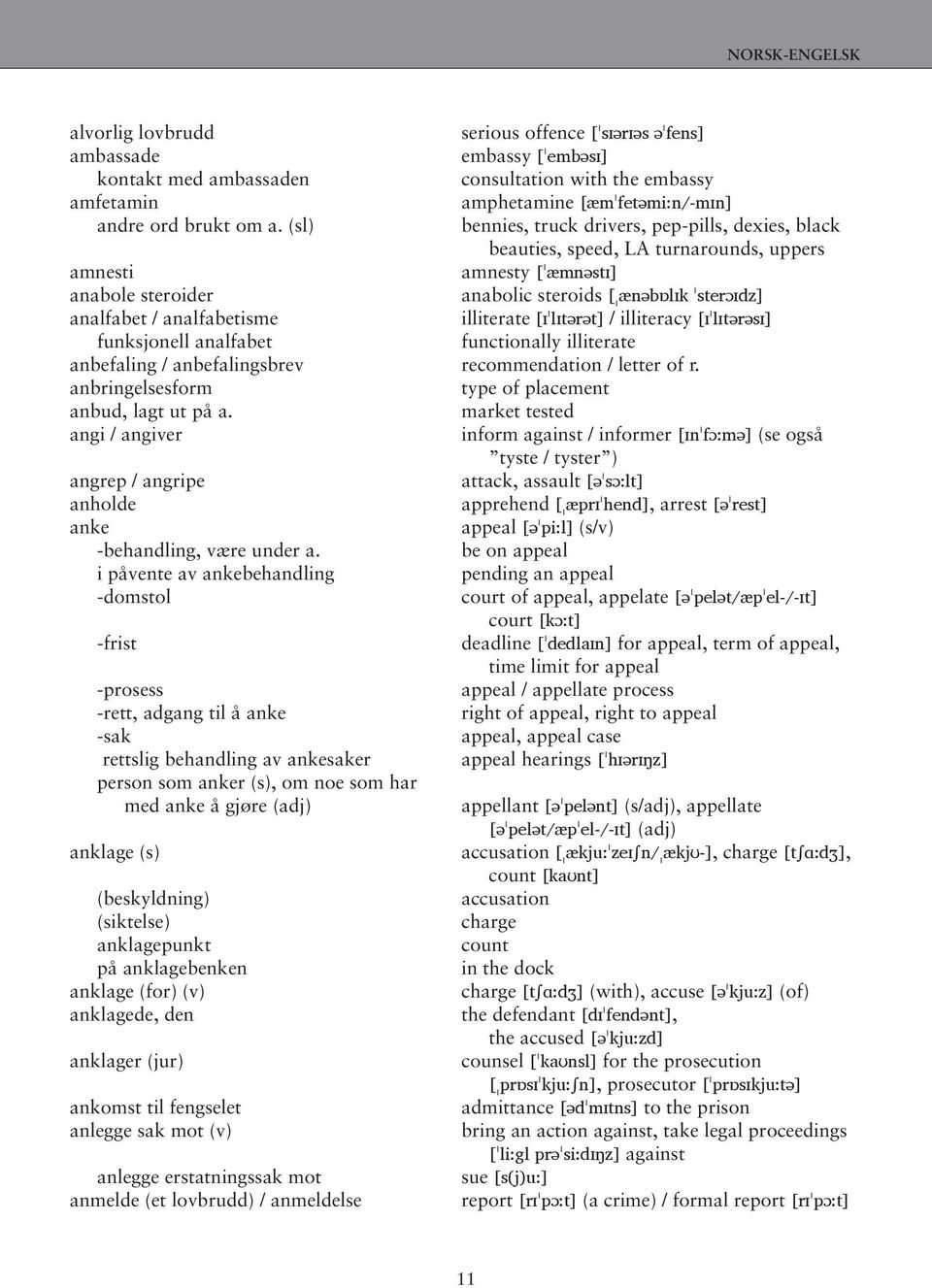 analfabetisme illiterate [ɪˈlɪtərət] / illiteracy [ɪˈlɪtərəsɪ] funksjonell analfabet functionally illiterate anbefaling / anbefalingsbrev recommendation / letter of r.