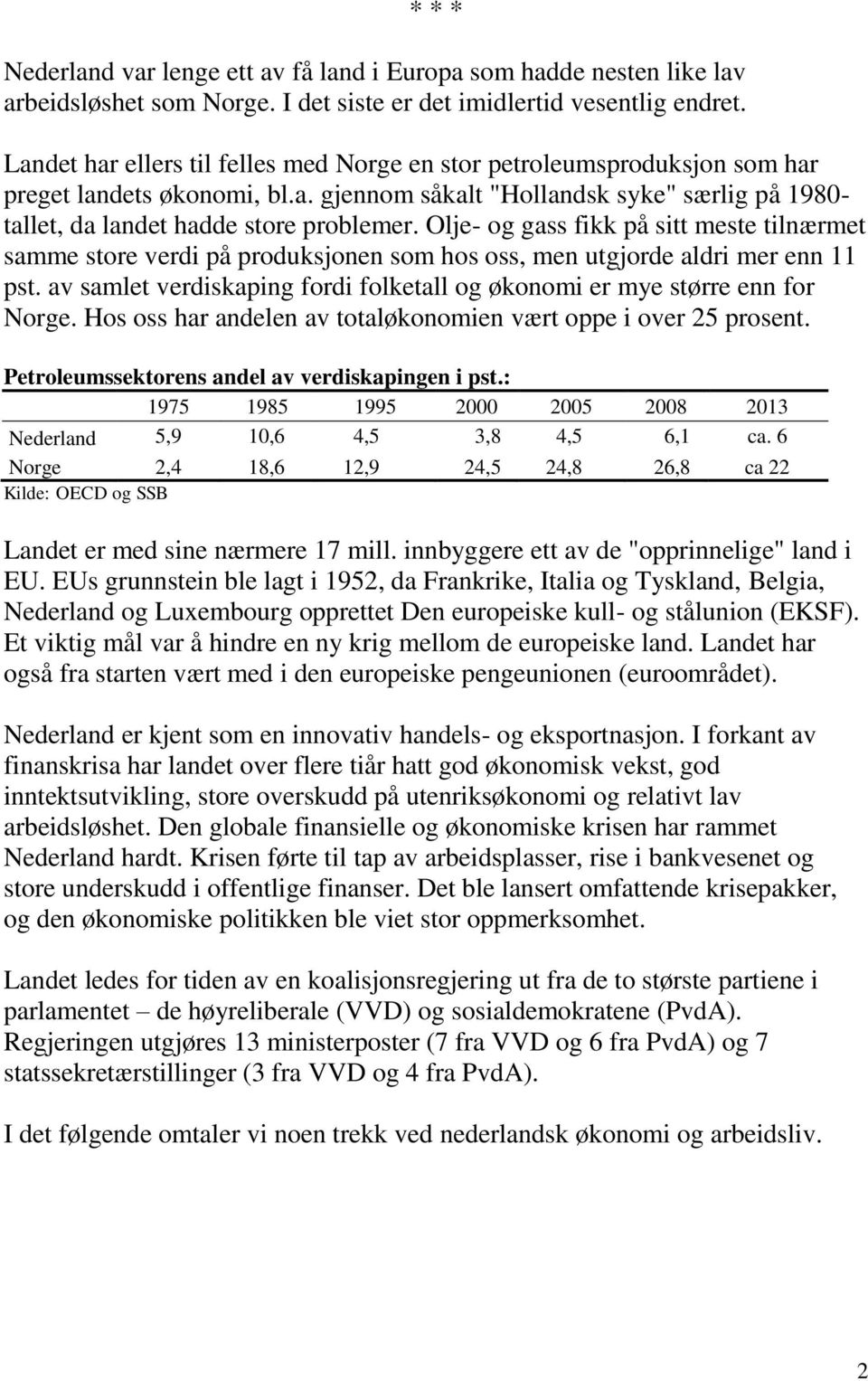 Olje- og gass fikk på sitt meste tilnærmet samme store verdi på produksjonen som hos oss, men utgjorde aldri mer enn 11 pst.